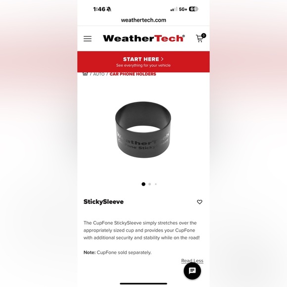 NEW 2PC! WeatherTech Black CupFone Holder / NWT WeatherTech Sticky Sleeve - Picture 6 of 7